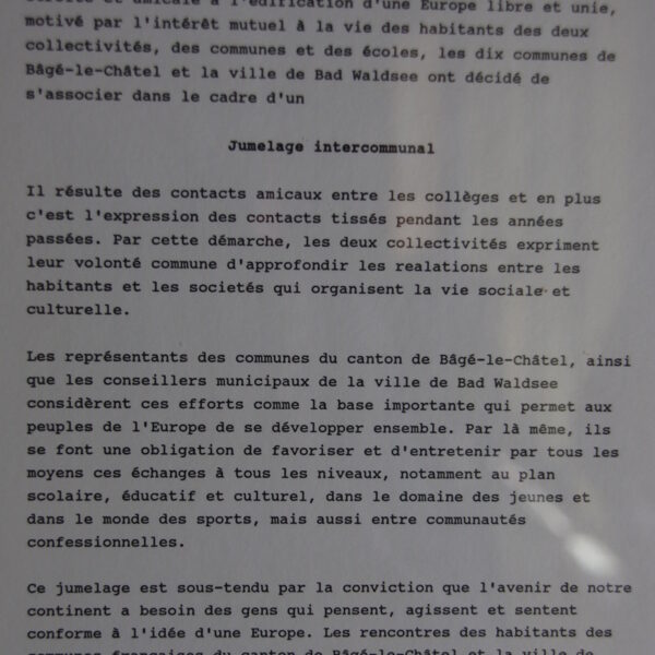 Serment de jumelage Octobre 1991 FR