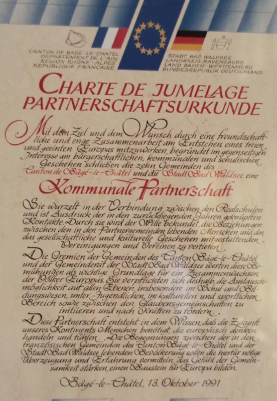 Serment de jumelage Octobre 1991 DE